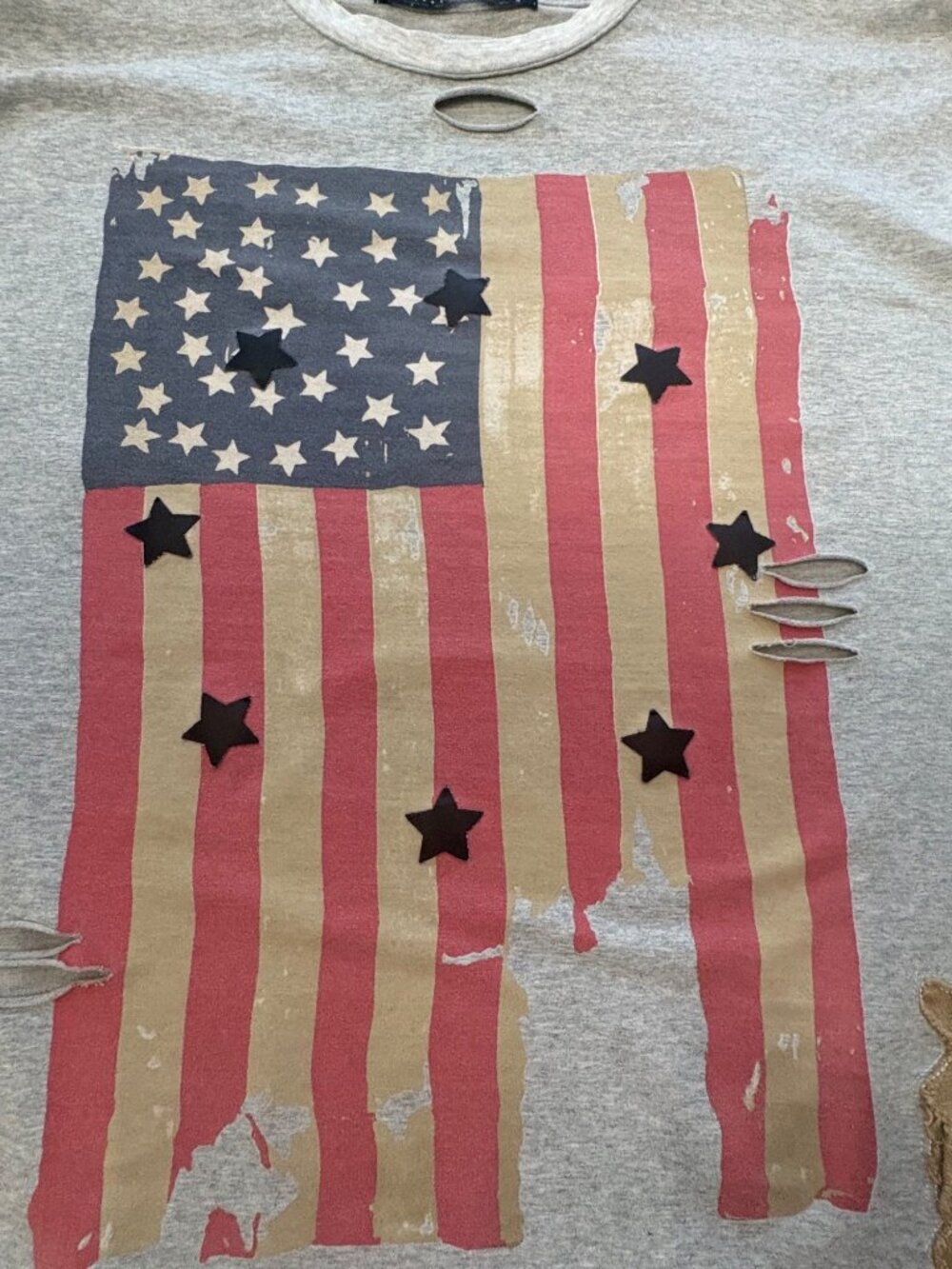 Distressed American Flag Graphic LongSleeve Gray Sweatshirt Hudson Outerwear 3X - Picture 9 of 15